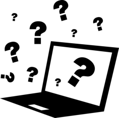 Quiz On Computer With Question Signs Around Simple Line Art Svg, Free Vectors File